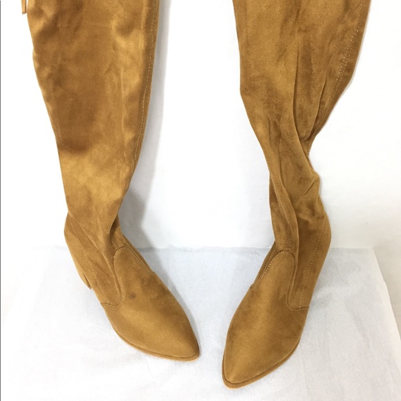 Sold- Tie Back Over The Knee Block Heel Boots - Picture 3 of 8